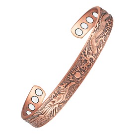 EnerCoppeX Copper Magnetic Bracelet for Women - Detox Jewelry with 3500 Gauss Magnet, Adjustable Cuff Bangle (G)