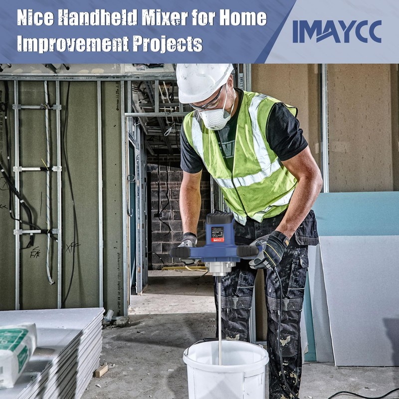 IMAYCC Handheld Cement Mixer, Portable Concrete Mixer,110V 6 Speed Mixing