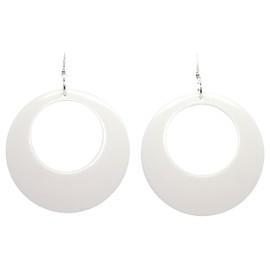 Bluebubble DISCO FEVER 56mm Large Round Monochrome Hoop Earrings - 32 Colours Available (Retro White) with Gift Bag