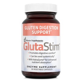 Master Supplements GlutaStim - 30 Vegetable Capsules - Gluten Digestion Support - Provides Digestive Support + Gas & Bloating Relief - Vegan, Gluten Free - 30 Servings
