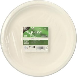 PAPSTAR 50 Plates, Sugar Cane Pure Undivided Diameter 26 cm 2 cm White