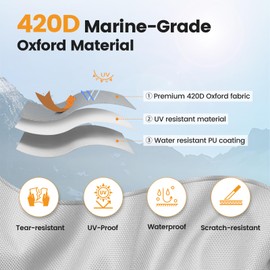 Pop Up Camper Cover 12'-14', Folding Camper Tent Trailer Cover，Extra-Thick Oxford PU Waterproof Anti-UV Pop-up Camper Cover with Windproof Straps