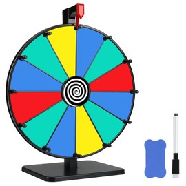 Pionites 12 Inch 12 Slots Prize Wheel Tabletop Fortune Spin with Dry Erase Marker and Eraser for Engaging Home Parties, Trade Show, Carnival Events (12'' 12slots)