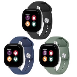 3 Pack Silicone Bands Compatible with Gabb Watch 3e 3 2 1/Gizmo Watch 3 2 1, Cosmo JrTrack 4/3/2 SE/2/JrTrack Band, 20mm Waterproof Silicone Wrist Strap (Black/Navy Blue/Green)