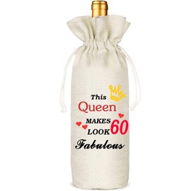 60th Birthday Gifts for Women, 60th Birthday Party Decoration Wine Favour Bag, Wine Bag Wife 60 Years Old, Wine Gifts for Friends Sisters Mother Grandma