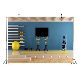 Loccor 5x4ft Yoga Equipment Backdrop Home Professional Indoor Gym Background Tapestry Birthday Party Decorations for Kids Fitness Blogger YouTube Video Recording Banner Photography Studio Props