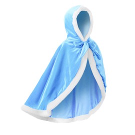 JerrisApparel Girls' Princess Cape Christmas Cape Costume with Hood, blue