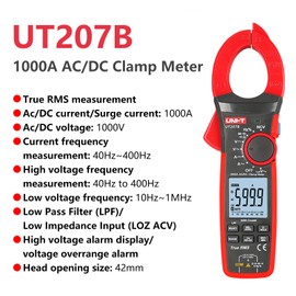 UT207B Digital Clamp Meter 1000A AC DC Current 6000 Count Backlight Flashlight Multimeter Tester