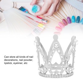 Nail Brush Holder, Brush Holder Colour Pencils Pens, Crown Shape Nail Art Brush Manicure Tools for Artists Painting Academy Fine Art (Silver)
