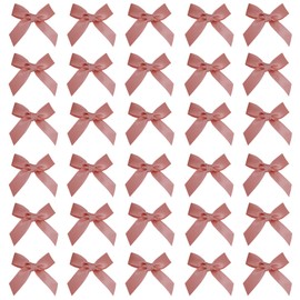 Simplegoal 50 PCS 2" Mini Ribbon Bow Dusty Rose Satin Ribbon Pre-tie Bows for Crafts, Gift Wrapping, Bakery, Candy Bags, Hair, Wedding, Christmas