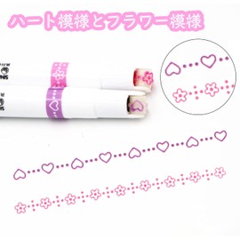 Curve Pen, Highlighter, 6 Colors Highlighter, 6 Types of Roller Stamps, Flower Pattern, Heart, Dotted Lines, Wavy Lines, Quick Drying, Durable, Drawing, Notebook, DIY, Diary, Writing Instruments,