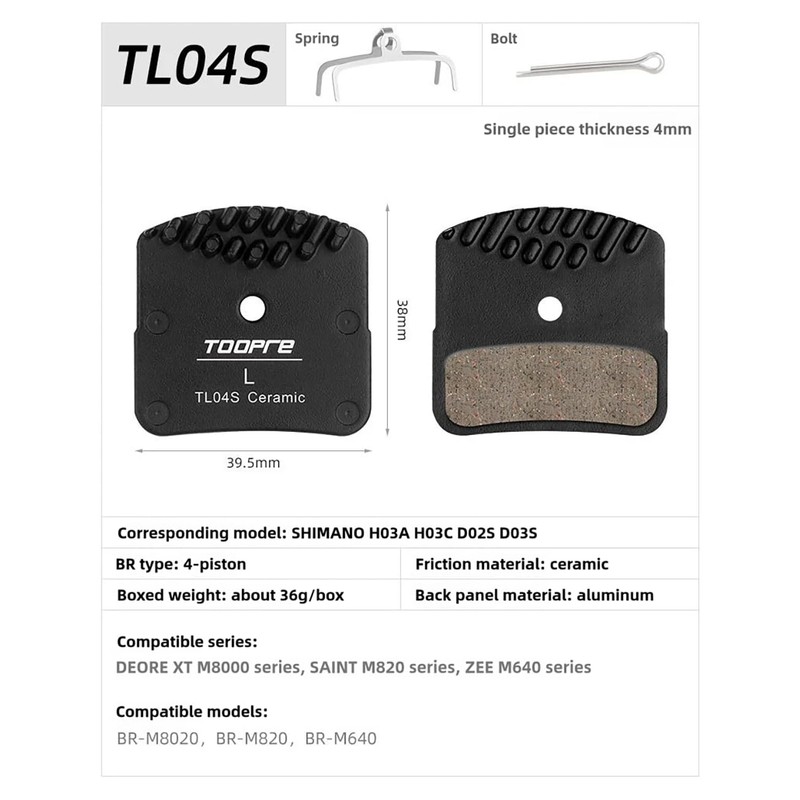 Disc Brake Ceramic Pads Compatible with Shimano H03A H03C D02S