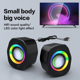 Windows PC speaker, USB powered, AUX input, colorful LED light effects, HiFi sound quality, works with a wide range of smart devices
