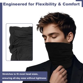 MAOOHON Faraday Gaiter Shielding Scarf Shields 5G WiFi Bluetooth with Silver Fabric Protective Scarf Faraday Hood Protects Brain Face Neck Black