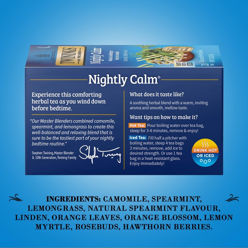 Twinings Nightly Calm Naturally Caffeine-Free Herbal Tea Bags 20 Each