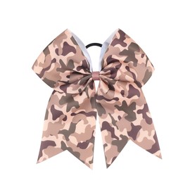 Camo Cheer Bow 7" Cheer Bows Camouflage Ponytail Hair Ties Ponytail Holder Ribbon Accessories.(FQ4) (Camouflage D)