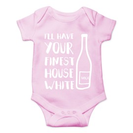 Crazy Bros Tee's I'll Have Your Finest House White Funny Cute Novelty Infant One-Piece Baby Bodysuit, Pink, 12 Months