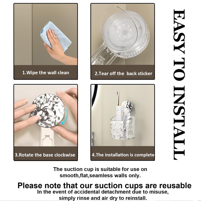 AYWSTC 2 Pack Suction Cup Shower Caddy, Wall Mounted Suction