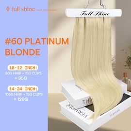 Full Shine 24 Inch Clip in Hair Extensions Blonde Human Hair Clip ins for Long Hair Triple Weft Invisible Remy Human Hair Clip in Extensions 7 Pcs 120 G