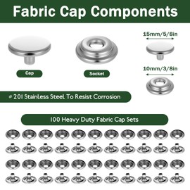 COMNICO Canvas Snap Kit Tool, 100 Pcs Stainless Steel Screw Snaps Metal Boat Canvas Snaps DIY Carpet Snap Kit with 2 PCS Setting Tool for Clothing Fabric Leather