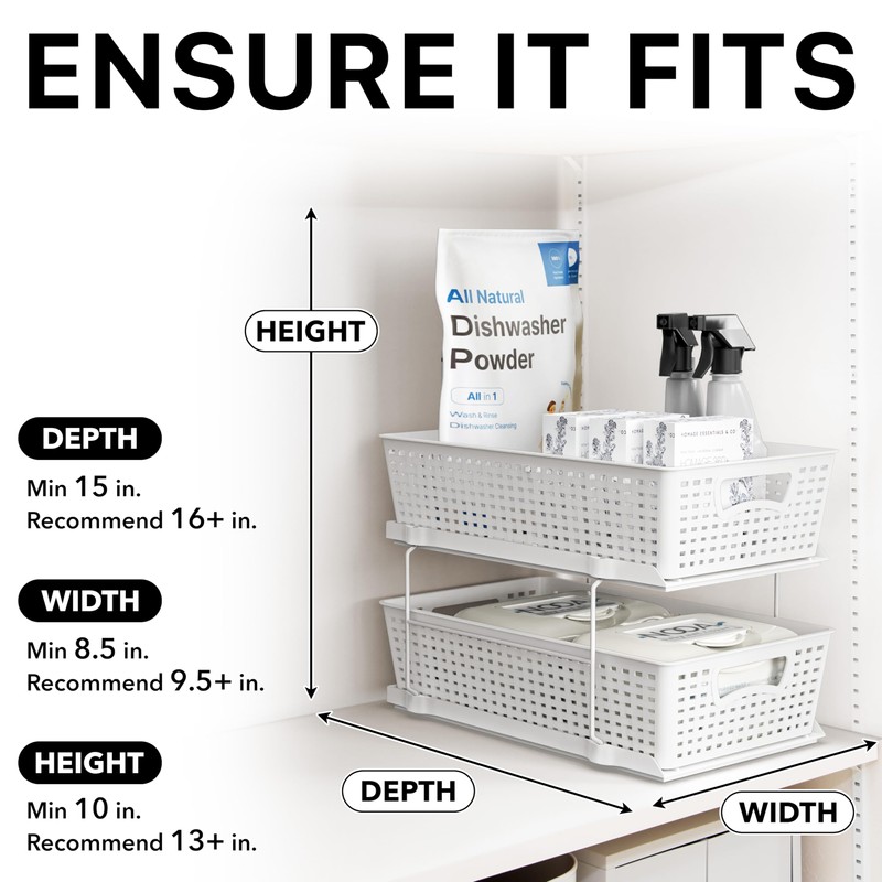 Simple Houseware 2 Tier Bathroom Organizer Tray Pull-Out Sliding Drawer,