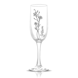 Crazy Paisley Designs - Custom Birth Flower & Name (6.25 oz Champagne Flute)