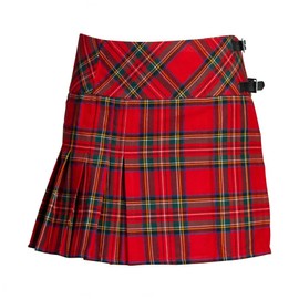 The Scotland Kilt Company Ladies 100% Polyviscose Billie Kilt in Royal Stewart - 16” Length Adjustable Leather Straps - 6 UK