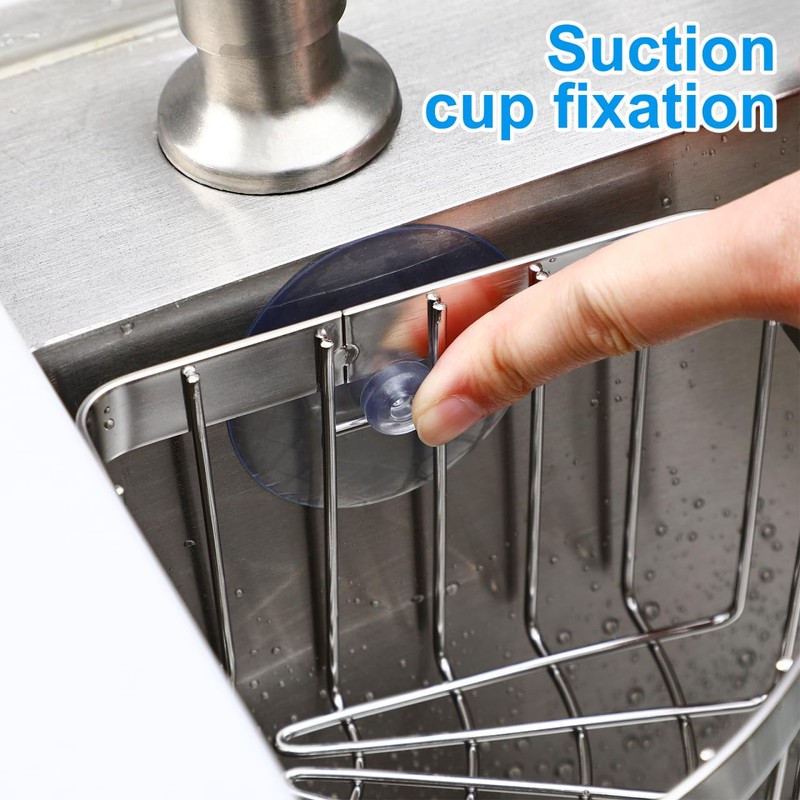 NUOBESTY Sponge Holder for Kitchen Sink, Corner Sink Caddy with