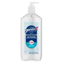 Germ-X Advanced Hand Sanitizer, 34 Fl Oz (1 Liter), Less Drying Moisturizing Clear Gel, No Rinse Formula, Large Family Size Pump Bottle
