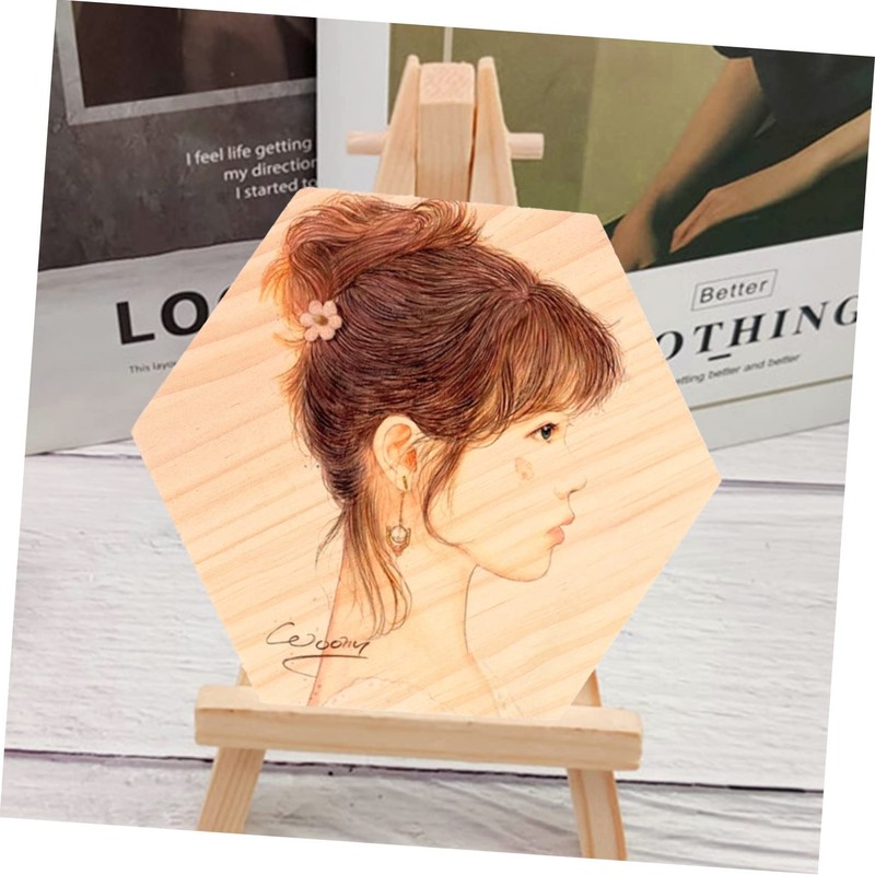 DOITOOL 2Pcs Unfinished Solid Wood Hexagon Panels for DIY Crafts