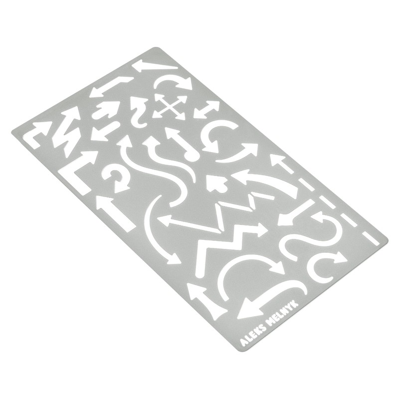 Aleks Melnyk No.15 Metal Journal Stencil, Arrow, Stainless Steel Stencil