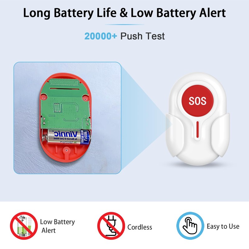DAYTECH Wireless Caregiver Pager Emergency Button for Seniors WiFi Smart