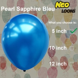Neo LOONS® 100 pcs 5" Pearl Sapphire Blue Premium Latex Balloons - Great for Kids, Adult Birthdays, Weddings, Receptions, Baby Showers, Water Fights, or Any Celebration