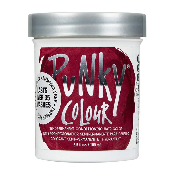 Punky Red Wine Semi Permanent Conditioning Hair Color, Vegan, PPD and Paraben Free, lasts up to 25 washes, 3.5oz