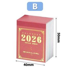 Daily tear-off calendar 2026 mini calendar desktop small monthly small ultra-lightweight convenient portable for home for school practical schedule New Year Christmas gift (B)