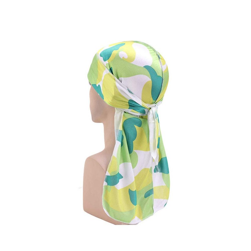 2PCS Camouflage Silky Durags for Men Women, Long Tail Durag