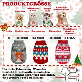 Soleeya Pack of 3 Christmas Dog Jumpers, 3 Styles Jumper, Dog Christmas Warm, Christmas Dog Jumper, Soft Dog Jumper, Small Dogs, Christmas, Cats for Small Pets from 7-9 kg (XL)