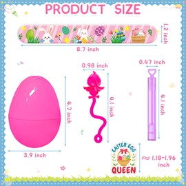 Easter Gifts for Kids - 90 Pcs Giant Party Favors with Easter Eggs Bubble Stick Sticky Toy Slap Bracelets Stickers for Kids Girls Boys Easter Basket Stuffers Eggs Fillers