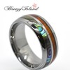 [BreezyIsland] Hawaiian Jewelry Ring Koa Wood & Abalone Ring Tungsten