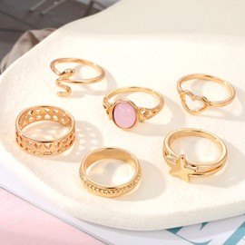 Gold Rings for Women Non Tarnish Chunky Gold Rings Stackable Rings Boho Pearl Cubic Zirconia Rings Stacking Knuckle Rings Set Gifts Trendy Stuff Stocking Stuffers