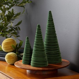 Create Your Own Set of 3 Velvet Cones, Everyday Decor, Mantel decor, Wedding Centerpiece, Rustic Winter Home, Minimalist, Tree Figurines (Create Your Own)