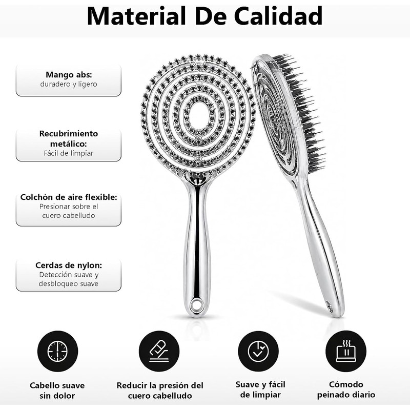 Cepillo para Cabello de Jabalí y Nylon, Cepillo para Cabello