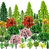 QUOZUO 38PCS Mini Model Miniature Trees, Mixed Model Colourful Trees