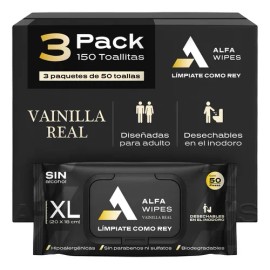 Toallitas Humedas Vainilla Real Alfa Wipes 3pack (150 Toall)