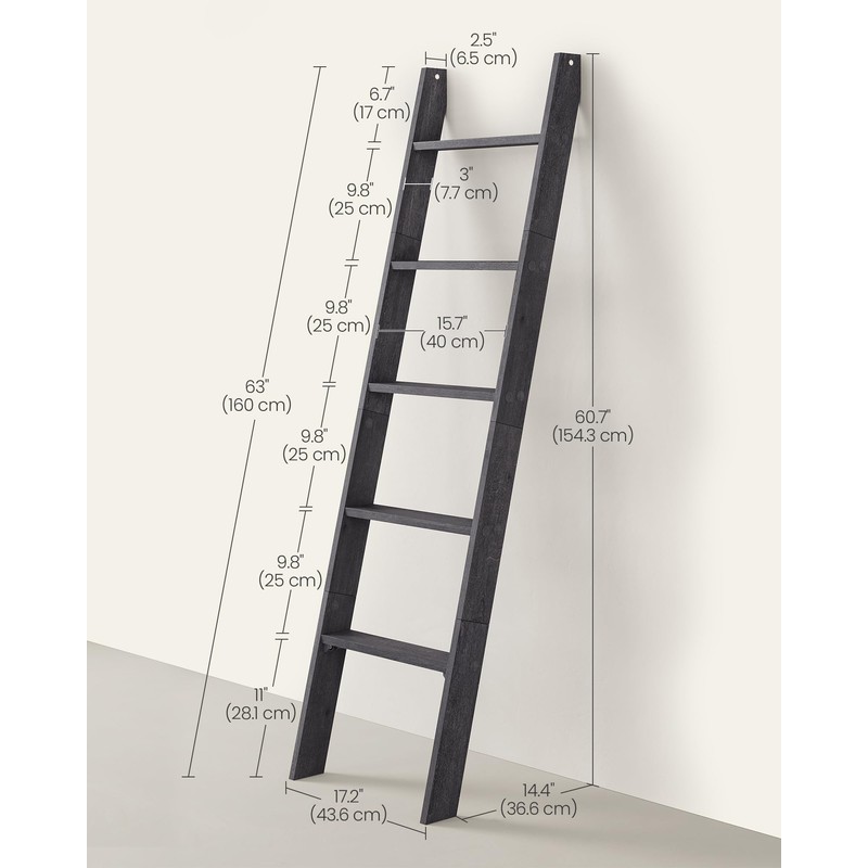 VASAGLE Blanket Ladder Decorative Farmhouse for The Living Room, 5-Tier