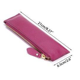 BTSKY Vintage Soft Genuine Leather Pencil Pen Case Pouch Retro Stationery Bag Holder Organizer Storage for Students Businessmen and Artists (Purple)