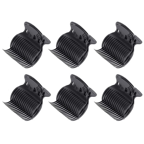 6PCS Plastic Hot Roller Clips Hair Curler Claw Clip Replacement Hair Styling Accessories for Women Girls Hair Section Styling(Black or White Color Random)