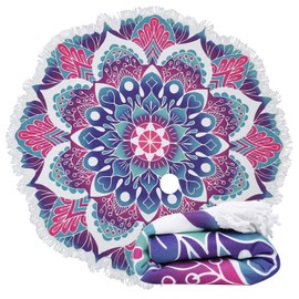 Violet Mist Extra Large Purple Mandala Round Beach Towel Girls Cute Indian Hippie Oversized Travel Towels Women Cotton Circle Floral Mandala Beach Blanket Bath Pool Tapestry Tablecloth Gifts 60''