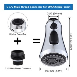 Kitchen Sink Pull-Down Faucet, Head Replacement Part 3 Functions Pull-Out Sprinkler, Bathroom Faucet Head Replacement Part Pull-Down Sprinkler Head Kitchen Faucet Head