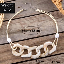 Wendalern Chunky Acrylic Statement Necklace Irregular Resin Round Circle Bib Necklace Layered Braided Rope Link Chain Necklace Cuban Chain Acrylic Oval Collar Necklace Fashion Jewelry for Women